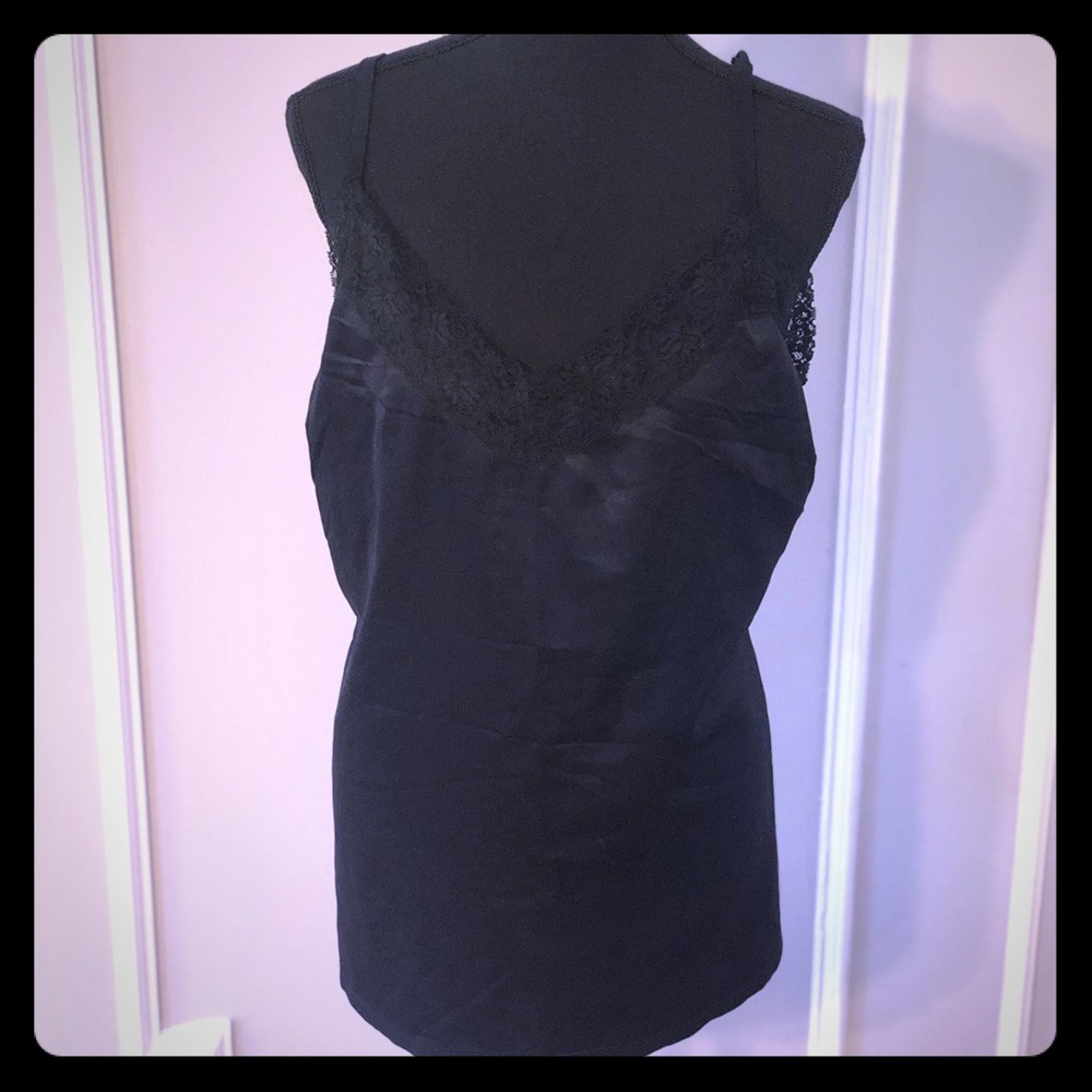 Lace trim satin cami